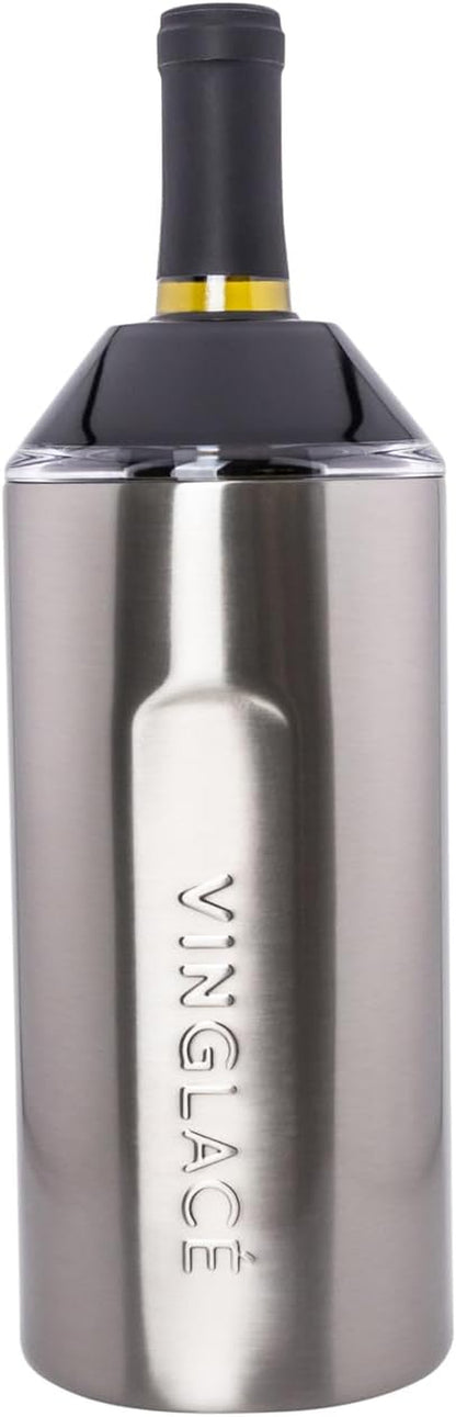 Wine Bottle Chiller- Portable Champagne Insulator- Stainless Steel Wine Cooler Sleeve - Keeps Wine Cold (Stainless Steel)