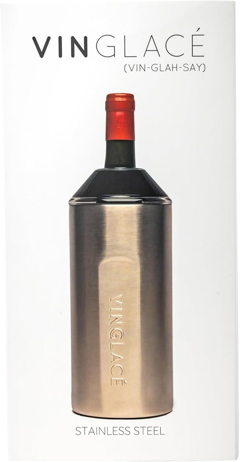 Wine Bottle Chiller- Portable Champagne Insulator- Stainless Steel Wine Cooler Sleeve - Keeps Wine Cold (Stainless Steel)