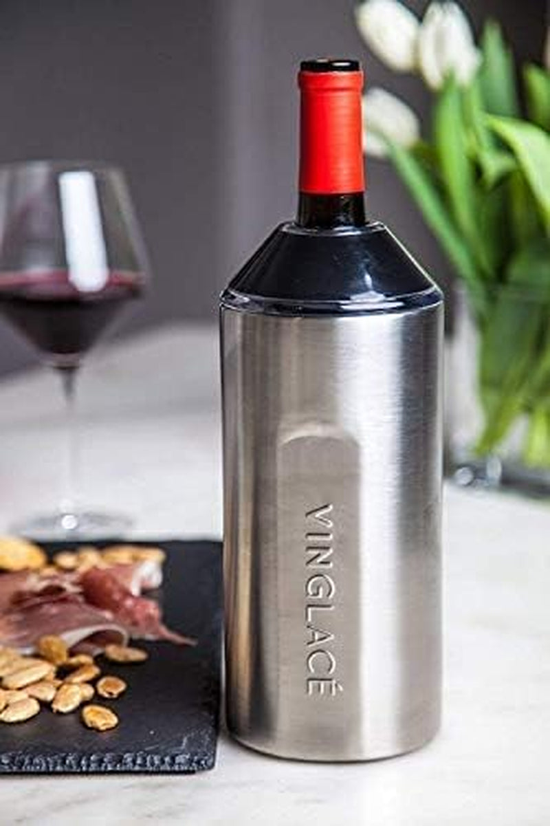Wine Bottle Chiller- Portable Champagne Insulator- Stainless Steel Wine Cooler Sleeve - Keeps Wine Cold (Stainless Steel)