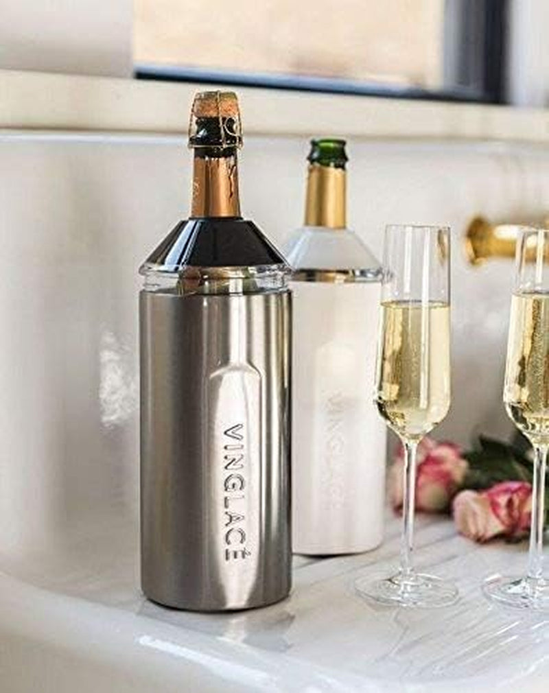 Wine Bottle Chiller- Portable Champagne Insulator- Stainless Steel Wine Cooler Sleeve - Keeps Wine Cold (Stainless Steel)