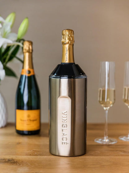 Wine Bottle Chiller- Portable Champagne Insulator- Stainless Steel Wine Cooler Sleeve - Keeps Wine Cold (Stainless Steel)